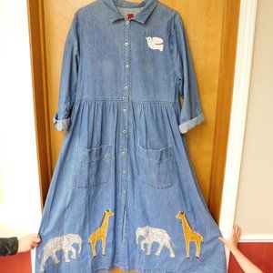 Vintage Noah's Ark Denim Dress